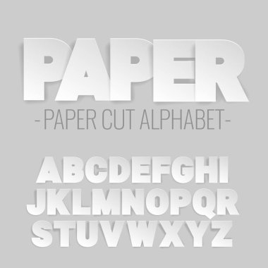 alfabe harfleri dışarı-in kağıt kesti. Kağıt sanat tarzı. Vektör çizim.
