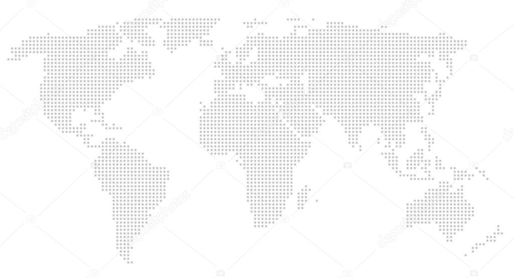 world map consisting of five-pointed stars. Vector illustration