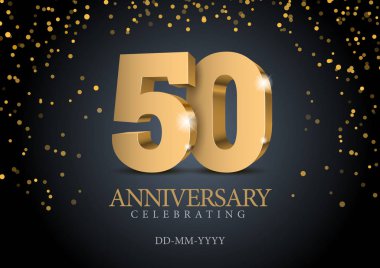 Anniversary 50. gold 3d numbers. clipart