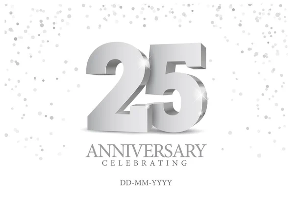 Anniversary 25. silver 3d numbers. — Stock Vector