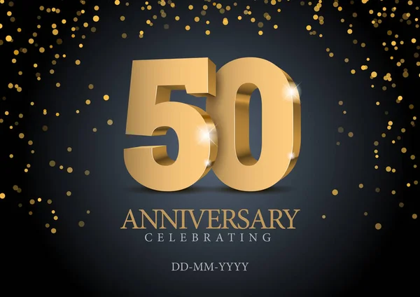 50. výročí. zlato 3d čísla. — Stockový vektor
