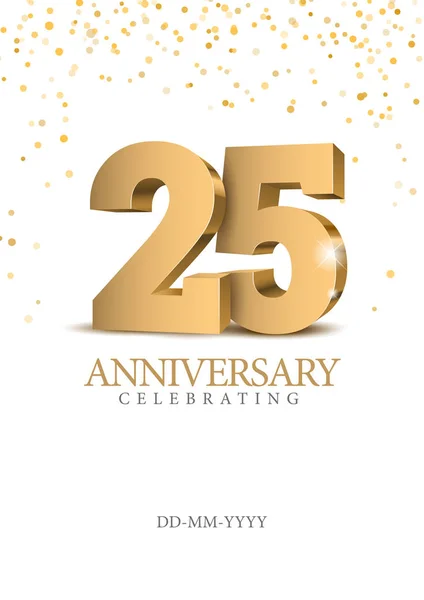 Aniversario 25. oro 3d números . — Vector de stock