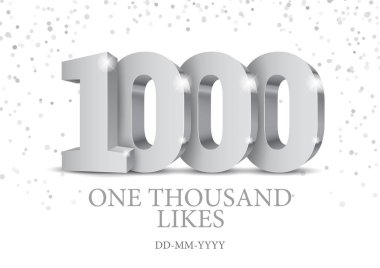 Yıldönümü veya olay 1000. Gümüş 3D sayılar.