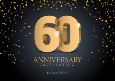 Anniversary 60. gold 3d numbers. clipart