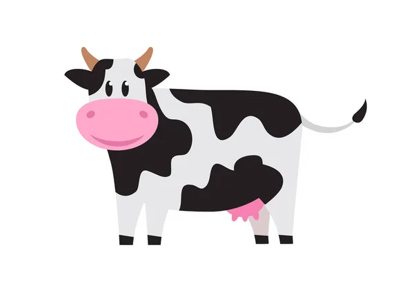 White cute cow with black spots. — 스톡 벡터