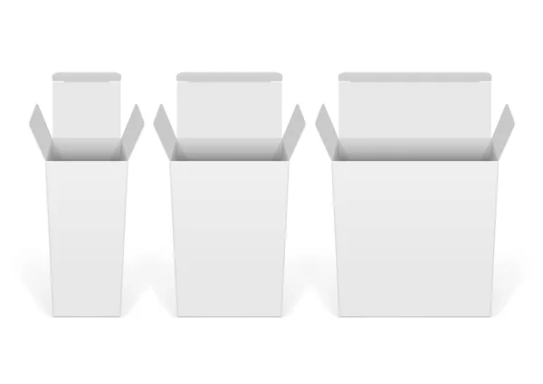 Set di scatole di cartone bianco mockup . — Vettoriale Stock