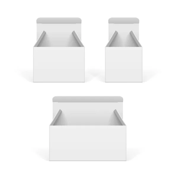 Conjunto de cajas de cartón blanco maquetas . — Vector de stock