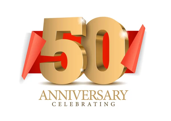 Anniversary 50. gold 3d numbers. — Stock Vector