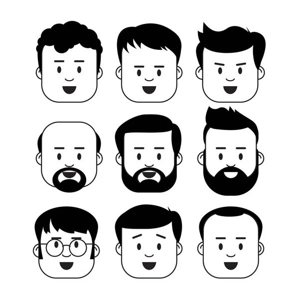 Erkekler erkek insan yüzü — Stok Vektör