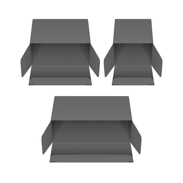 Set schwarzer Kartonschachteln-Attrappen. — Stockvektor