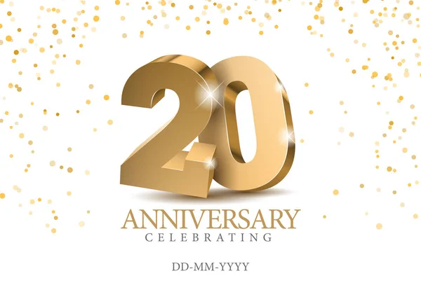 Aniversario 20. oro 3d números . — Vector de stock