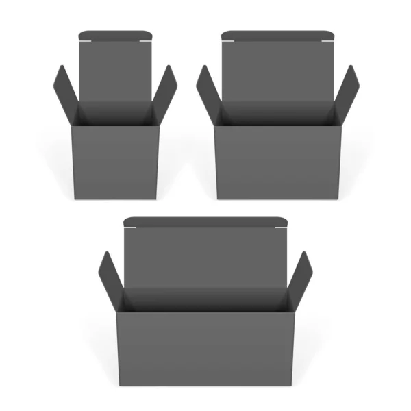 Set of black cardboard boxes mockups. — Stock Vector