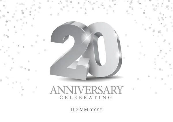 Výročí 20. stříbrná 3D čísla. — Stockový vektor