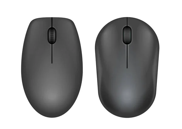 Czarny realistyczne komputerową myszkę. — Wektor stockowy