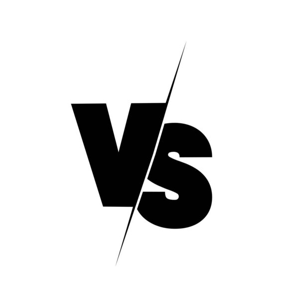 Versus sign. Black and white symbol.