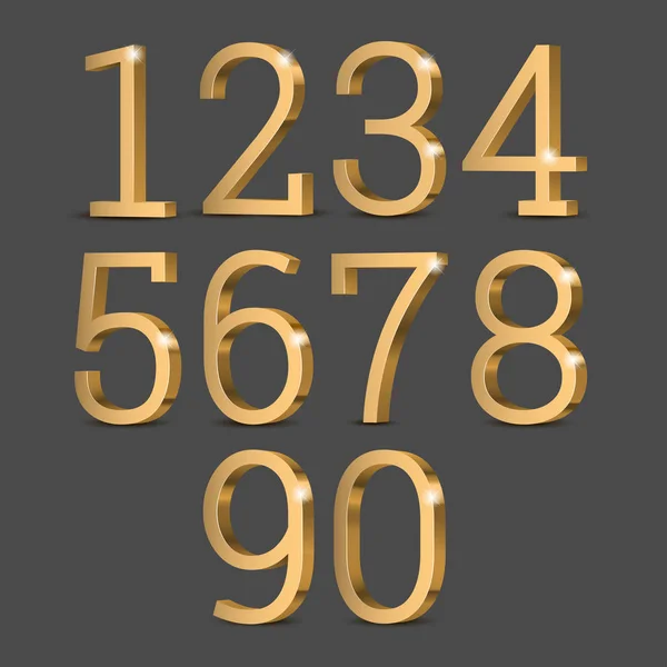 Gold 3D-nummer. — Stock vektor
