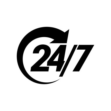 24 saat 7 gün hafta sipariş yürütme veya hizmet simgeleri.