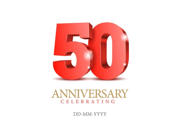 Anniversary 50. red 3d numbers. — Stock Vector