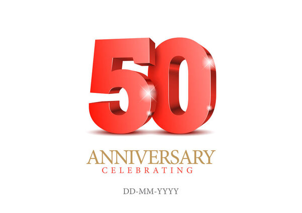 Anniversary 50. red 3d numbers.