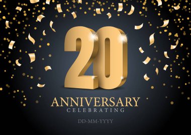 Anniversary 20. gold 3d numbers. clipart