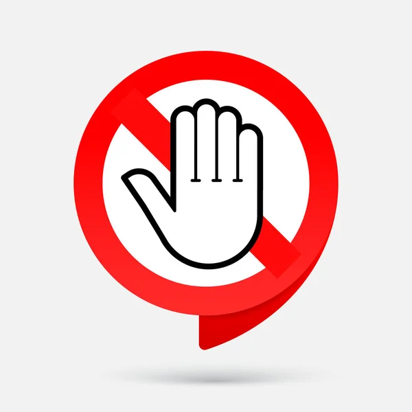 Kırmızı işaret elini durdur. Giriş tabelası yok. Yasaklama sembolü. — Stok Vektör