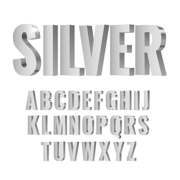 3d алфавіт срібних символів . — стоковий вектор