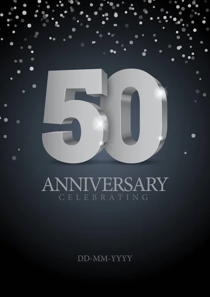 Anniversary 50. silver 3d numbers. — Stock Vector