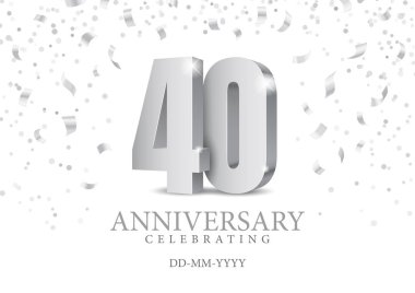 Anniversary 40. silver 3d numbers. clipart