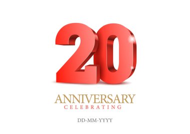 Anniversary 20. red 3d numbers. clipart