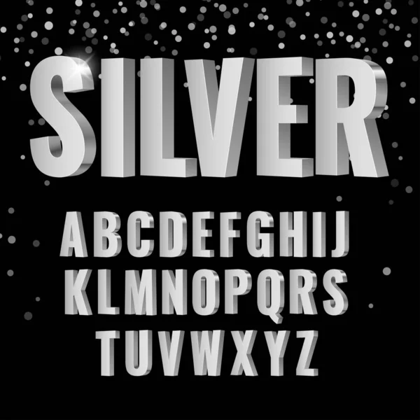 3D silberne Symbole Alphabet. — Stockvektor