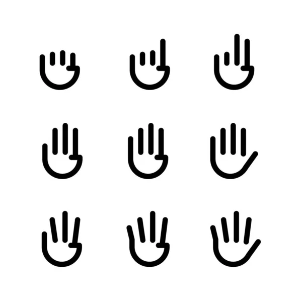 Gestos de manos. conjunto de iconos de línea . — Archivo Imágenes Vectoriales