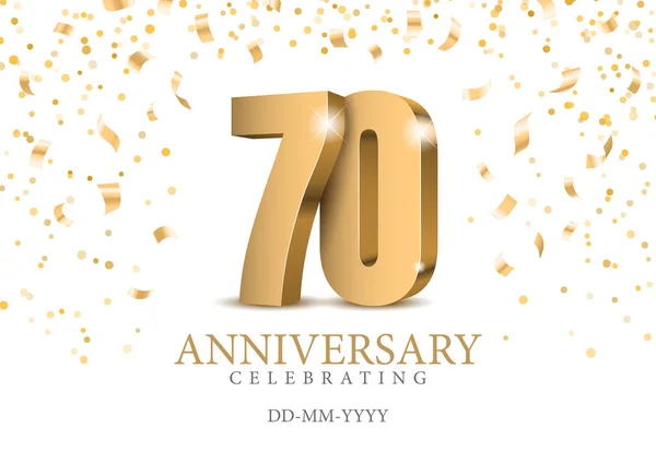 Aniversario 70. oro 3d números . — Vector de stock