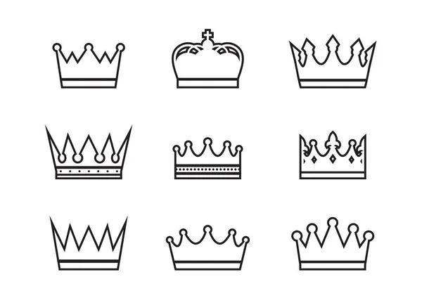 Coleção coroas reais. Qualidade Crown coleção . — Vetor de Stock