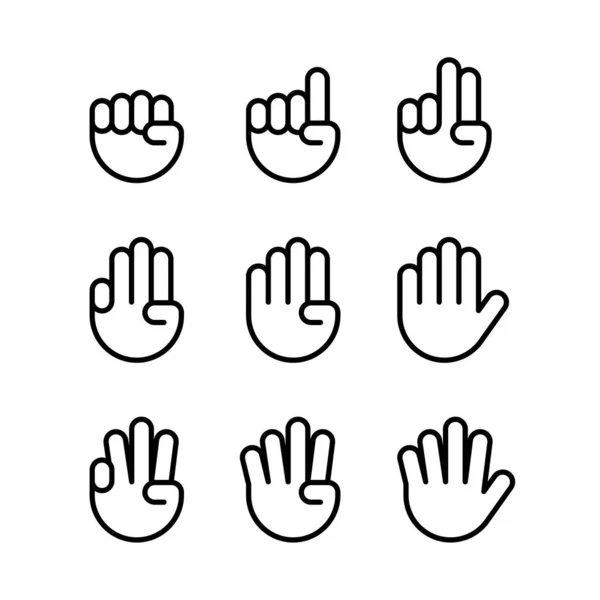 Gestes de la main. icônes de ligne ensemble . — Image vectorielle