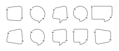 Teklif kutusu çerçevesi. Alıntı balonu veya blog için tırnak sembolleri. Teklif kutularını kısa mesajlandırma.