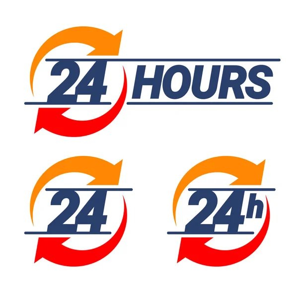 24 horas de execução da ordem ou ícones de serviço de entrega —  Vetores de Stock