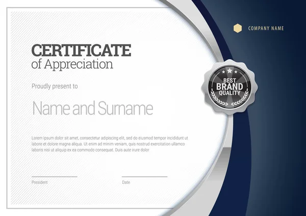 Срібний Шаблон Сертифіката Диплом Сучасного Дизайну Або Подарунковий Сертифікат Векторні — стоковий вектор