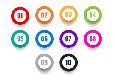 Numaralar Mermi Noktası. Etiket Ayarlandı. Vektör illüstrasyonu.