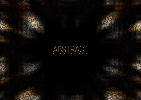 Abstracte Achtergrond Gouden Radiale Halftoon Textuur Patroon Een Zwarte Achtergrond — Stockvector
