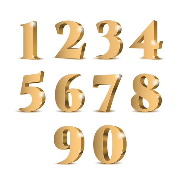 Gold Numbers Symbol Set Vector Illustration — Stock Vector