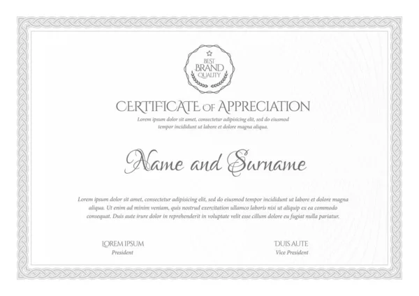 Срібний Шаблон Сертифіката Диплом Сучасного Дизайну Або Подарунковий Сертифікат Векторні — стоковий вектор
