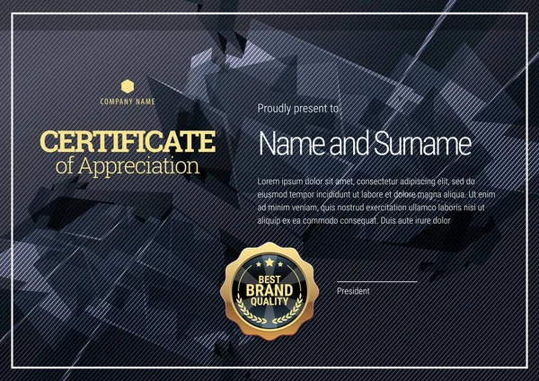 Origineel Certificaat Sjabloon Diploma Ultramodern Design Duur Uitzicht Het Onderwerp — Stockvector
