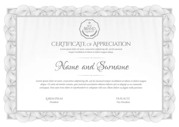 Modèle Certificat Argent Diplôme Design Moderne Certificat Cadeau Couleur Grise — Image vectorielle