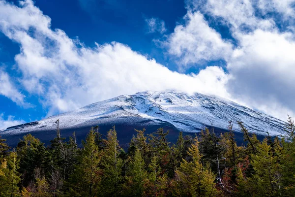 Close Top Fuji Mountain Snow Cover Wind Top Could Japan — Stock Photo, Image