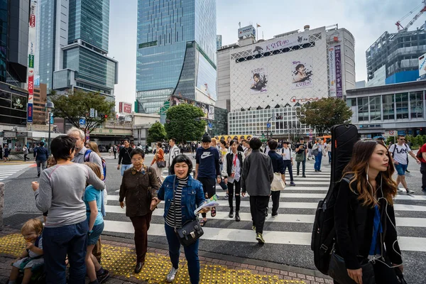 Shibuya Tokyo Japão Outubro 2018 Shibuya Crossing Dos Mais Usados — Fotografia de Stock