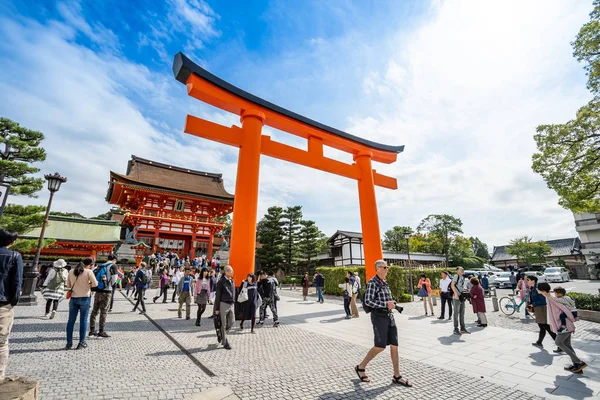 Kyoto Japon Octobre 2018 Nombreux Touristes Sur Fushimi Inari Kyoto — Photo