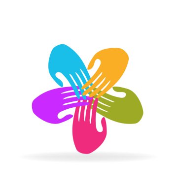 5 grup birlikte ekip çalışması simgesi eller