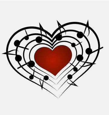 Müzik notlar ve kalp simgesi