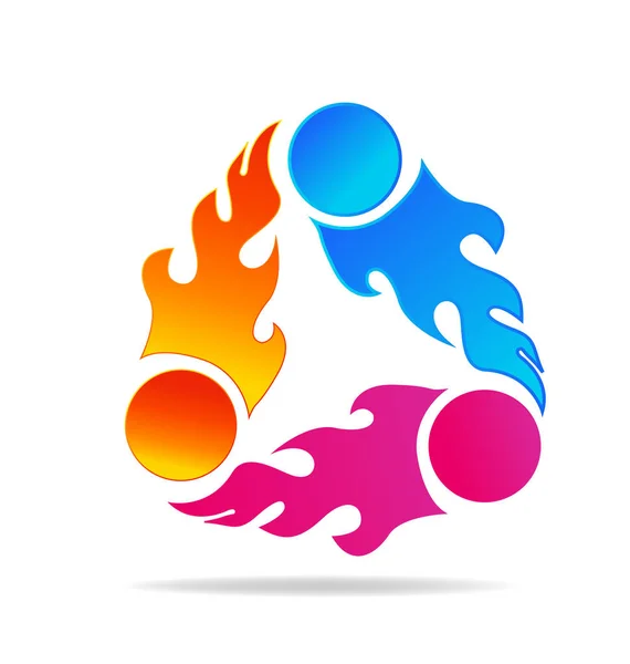 Fuego llameante grupo de amigos icono — Vector de stock