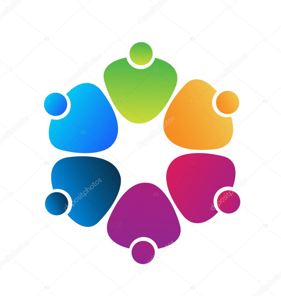 Teamwork heart friends icon vector illustration